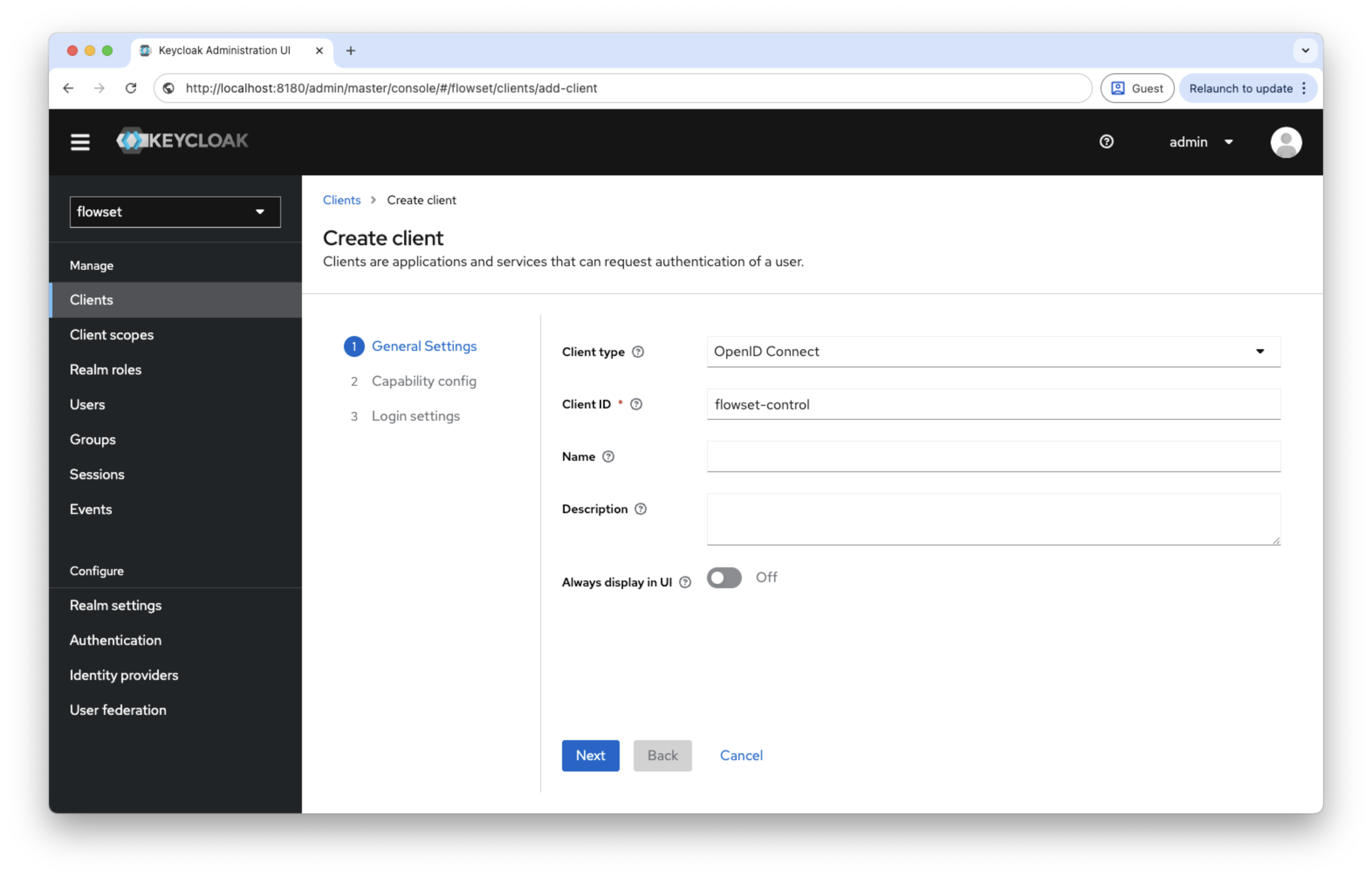 create client 1