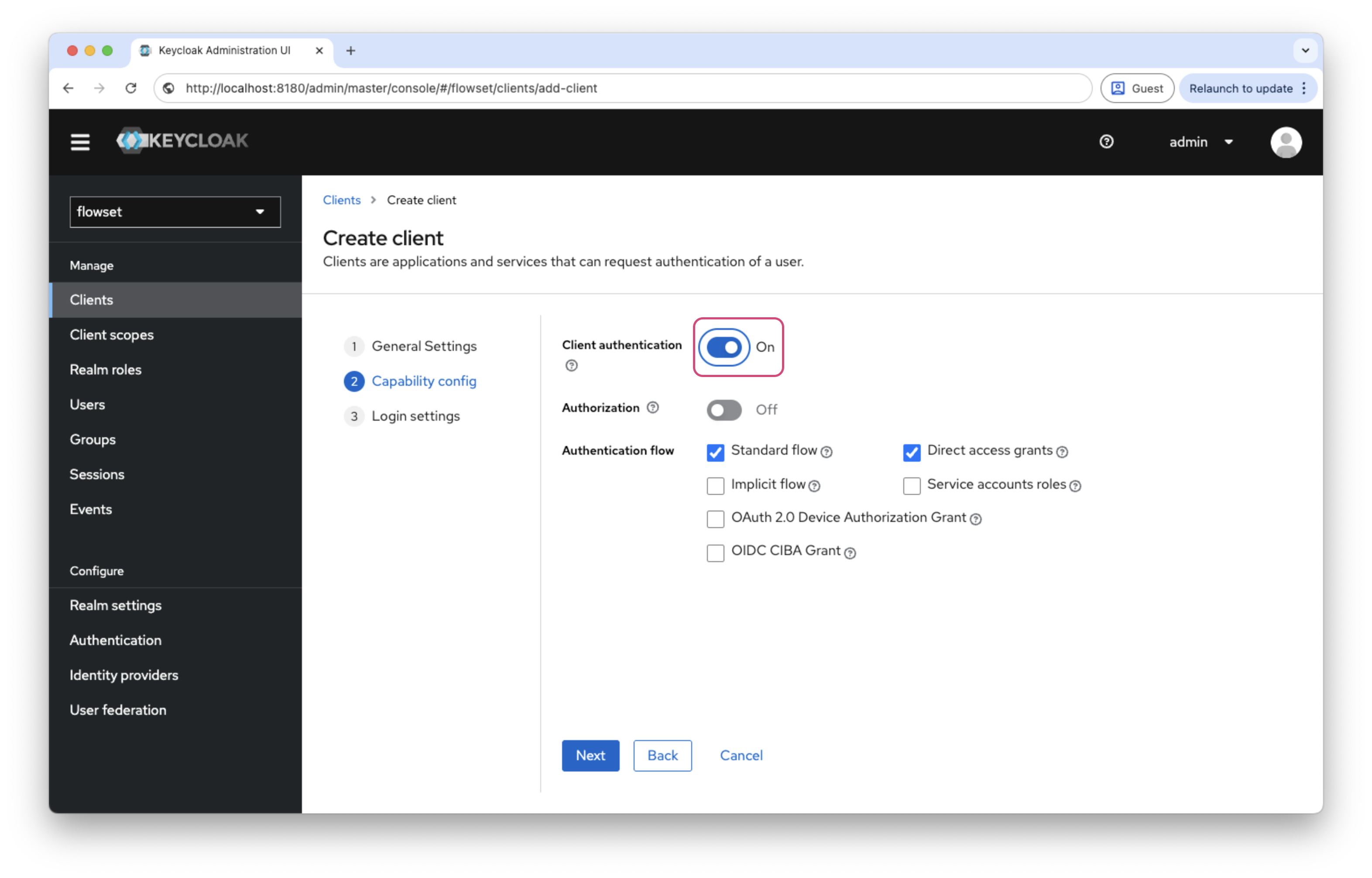 create client 2