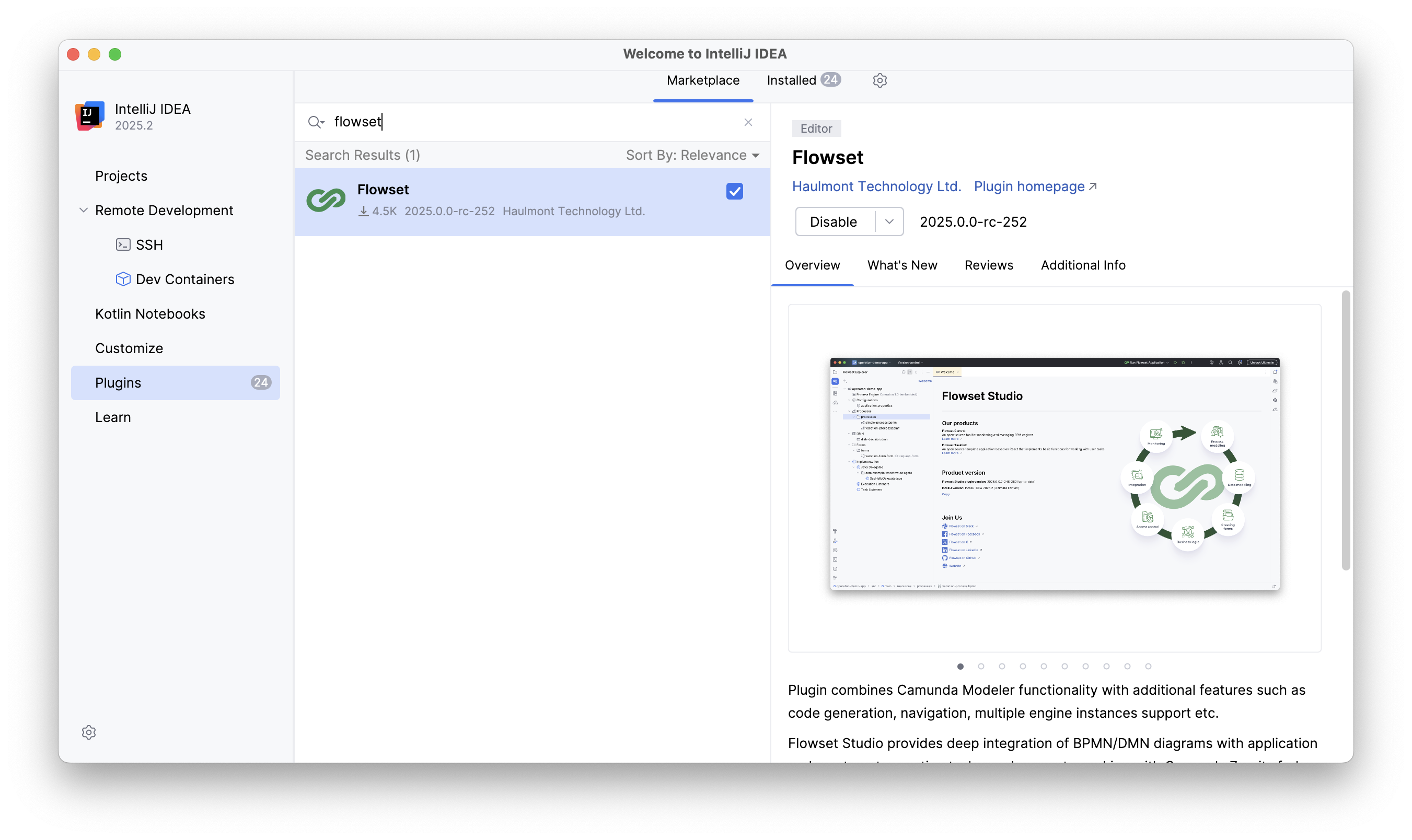Búsqueda del complemento Flowset