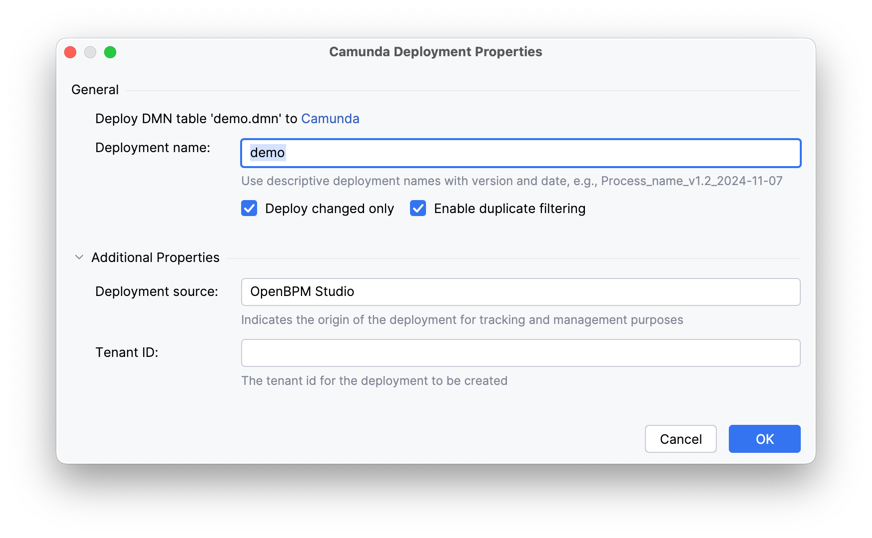 dmn deployment wizard