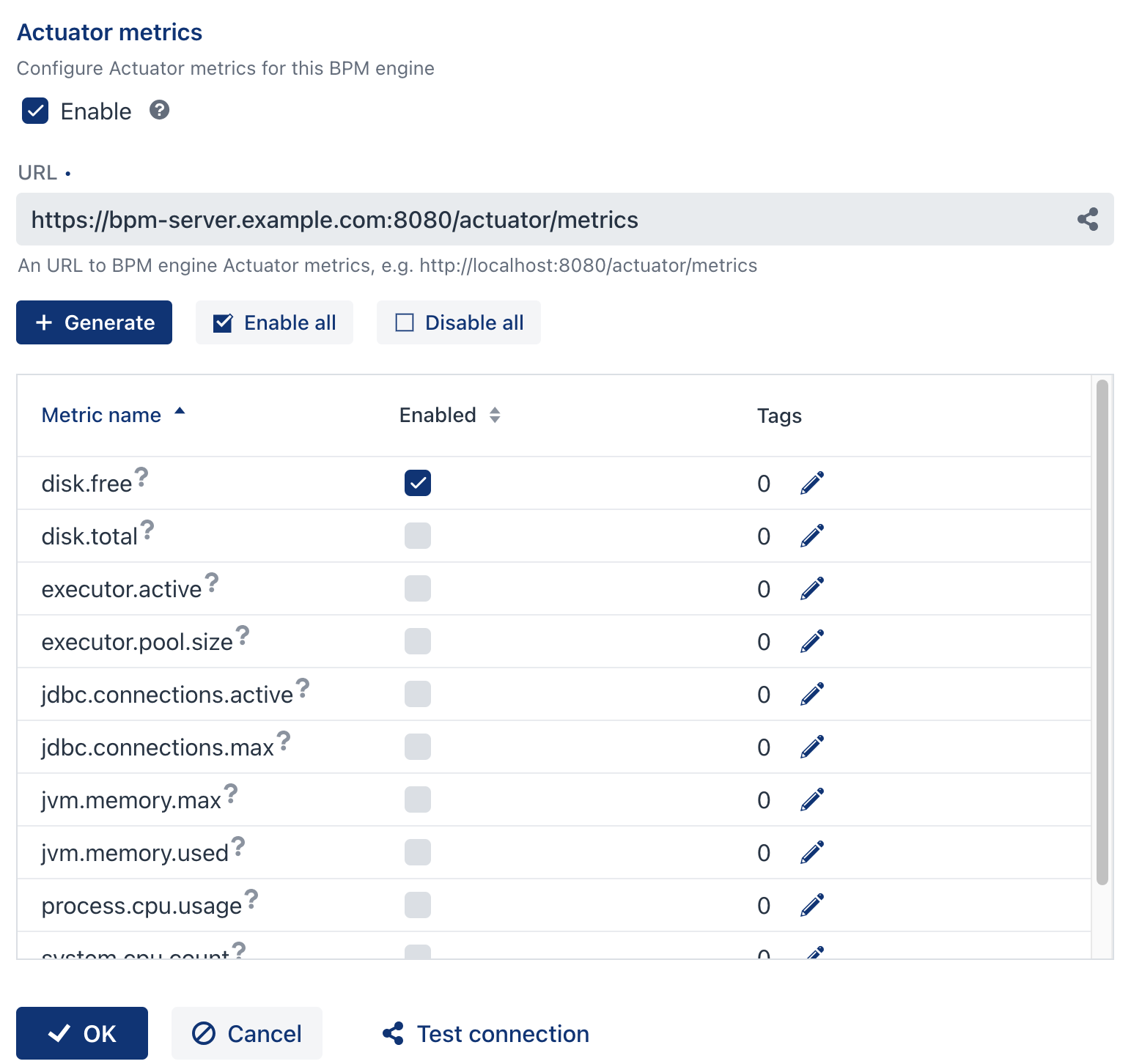 actuator metrics select