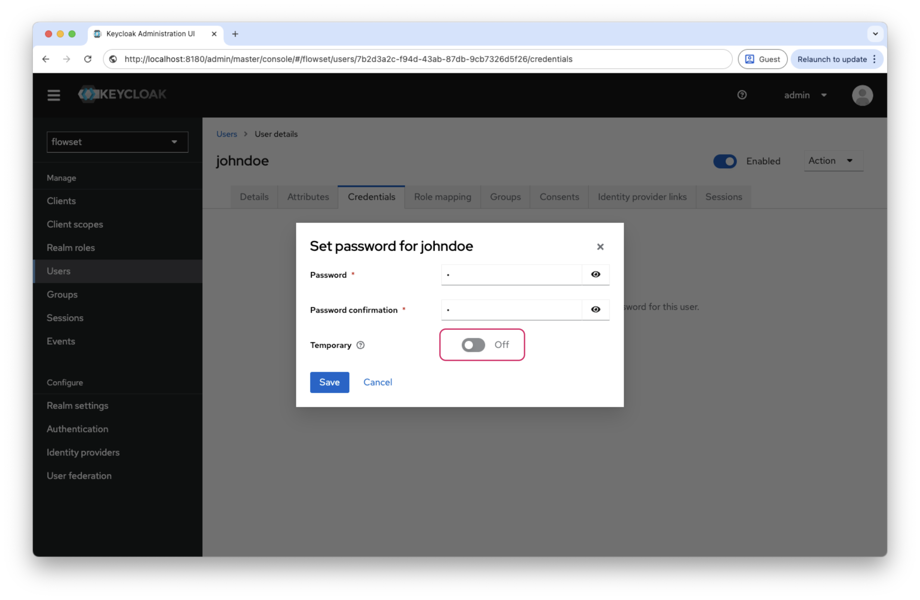 create user credentials
