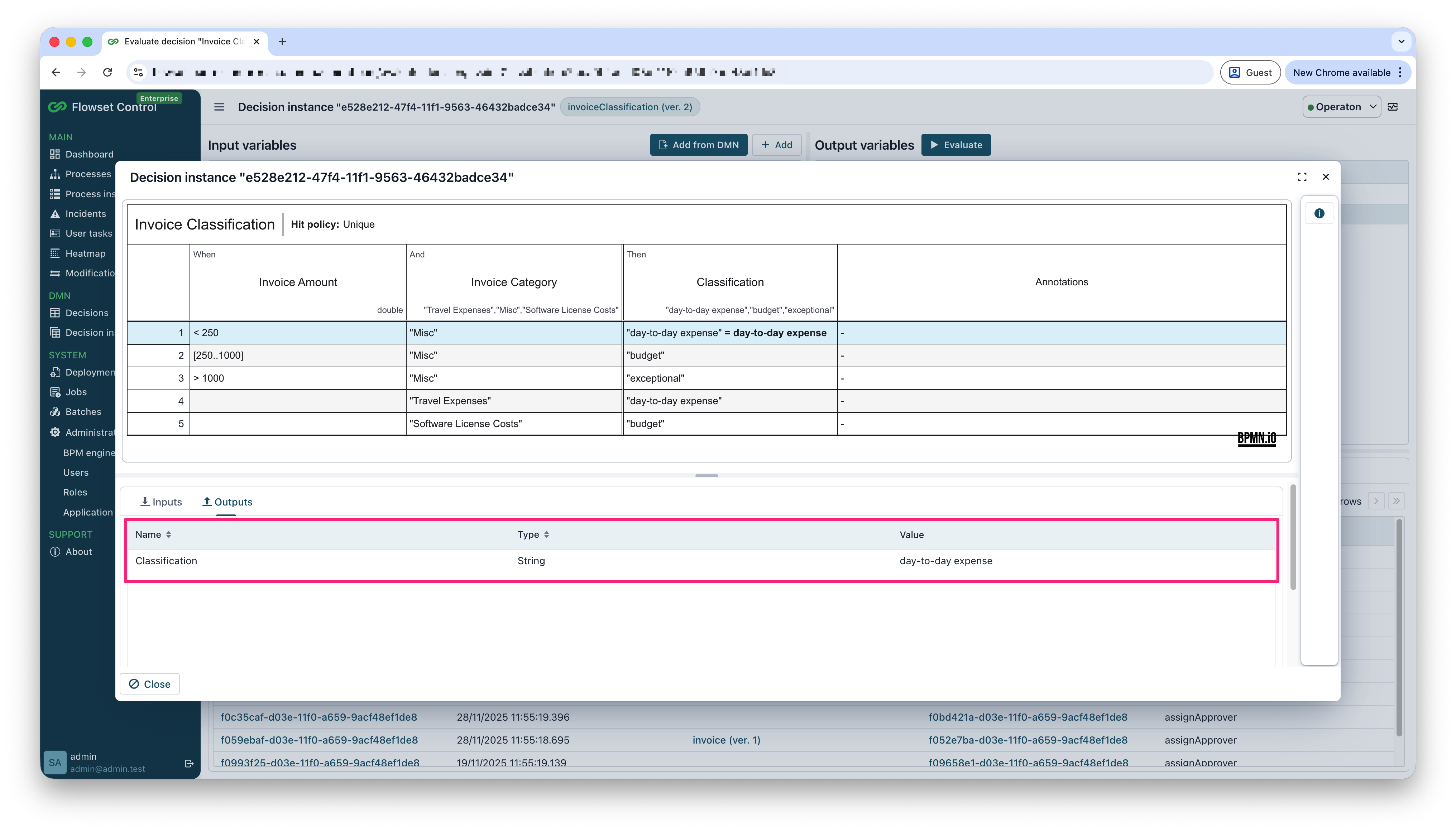 decision evaluate instance outputs