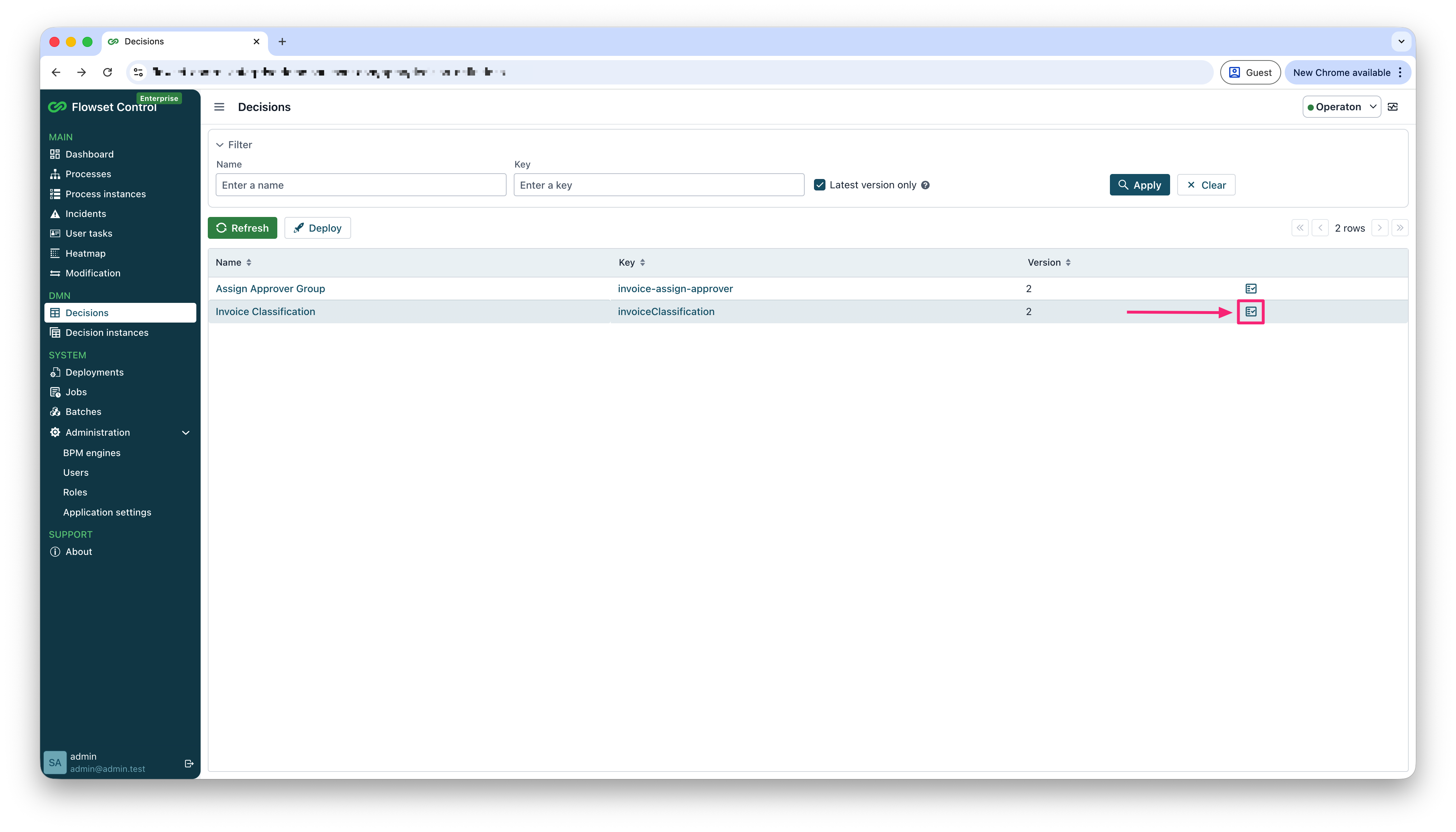 decision evaluate list action