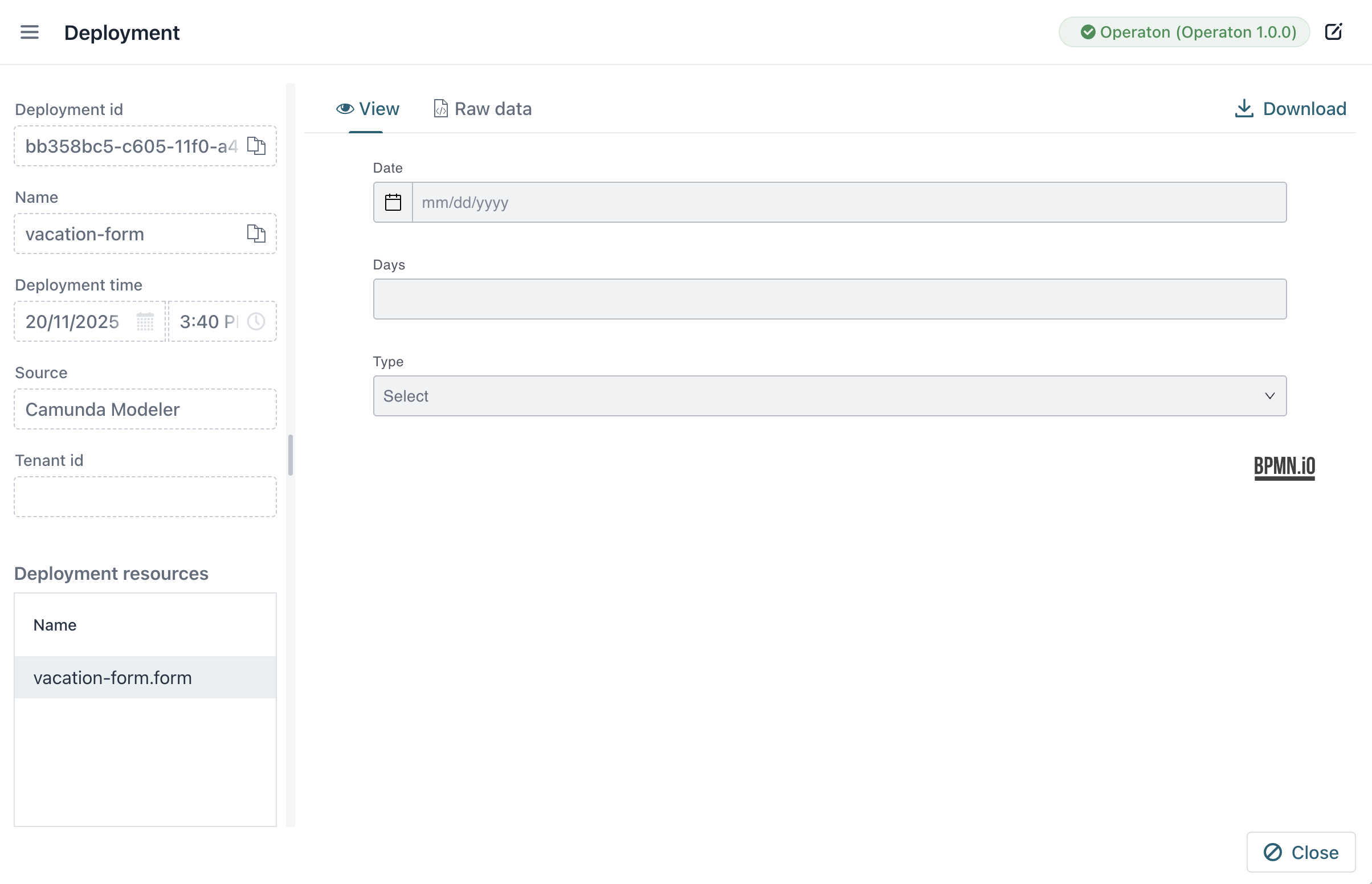 deployment resource form