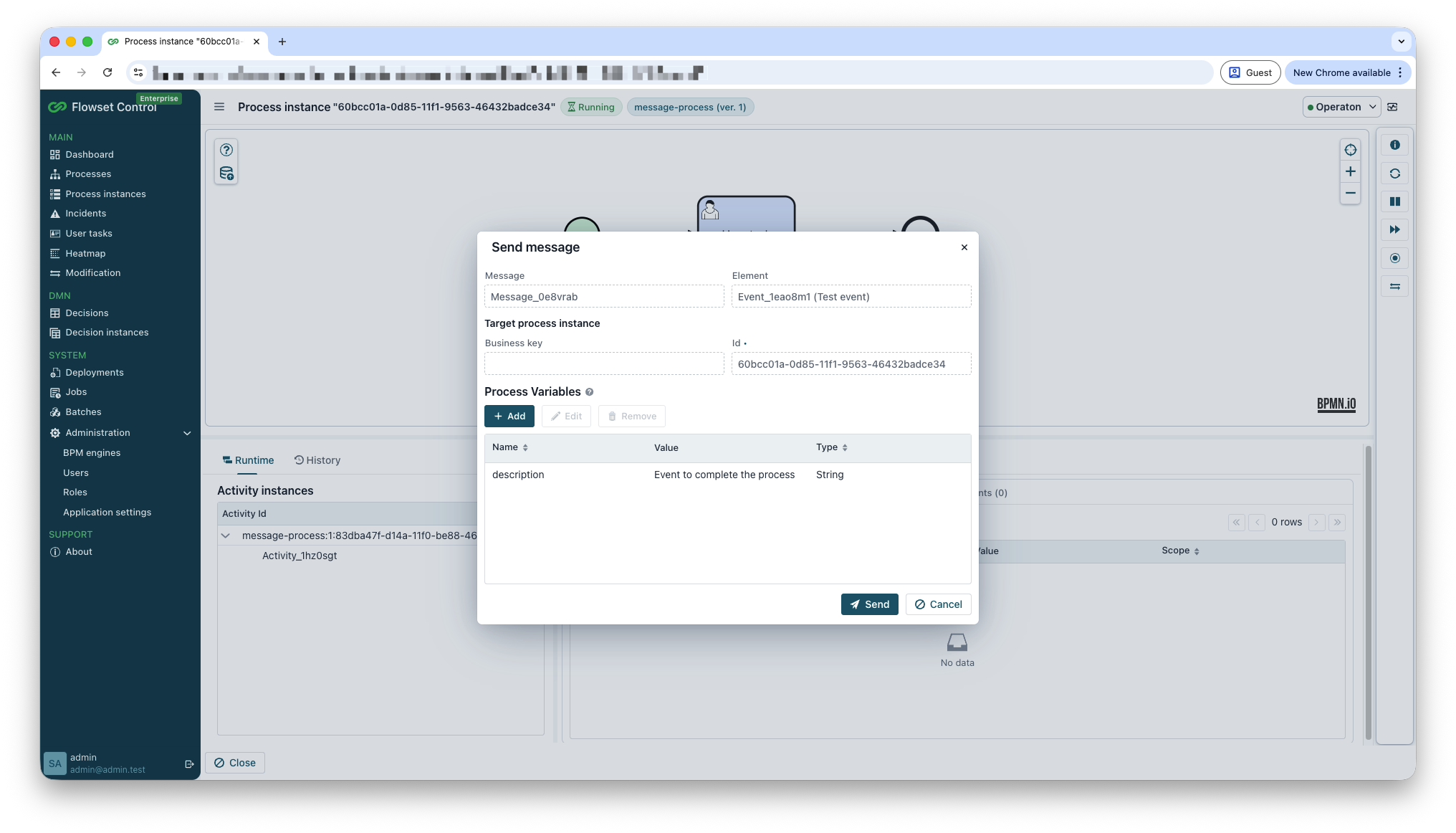send message dialog