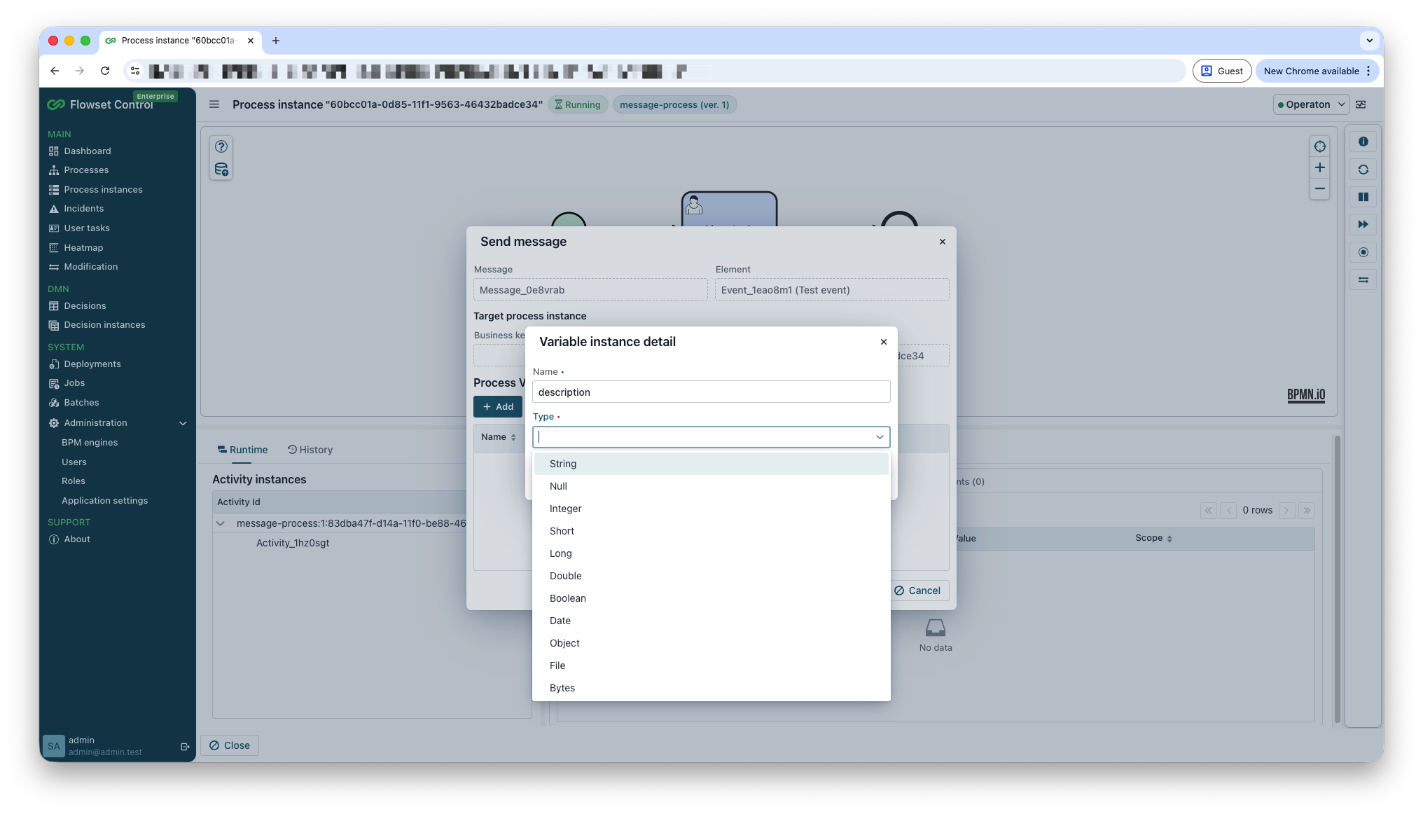 send message variables