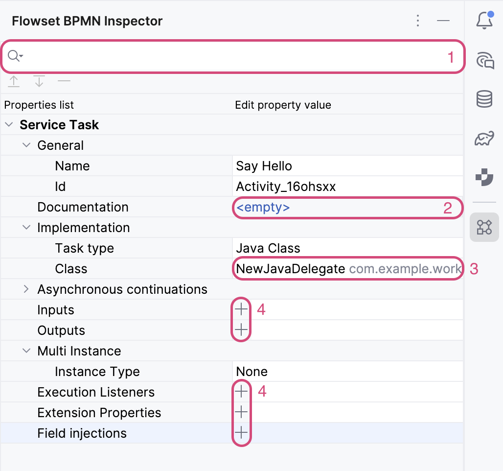 bpmn designer inspector