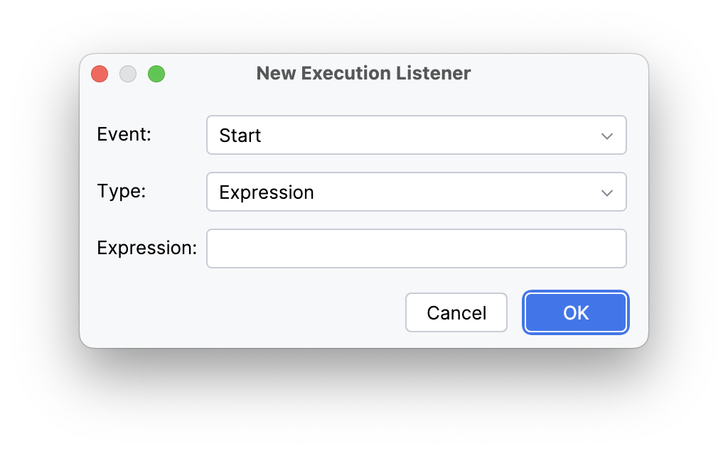 new execution listener wizard