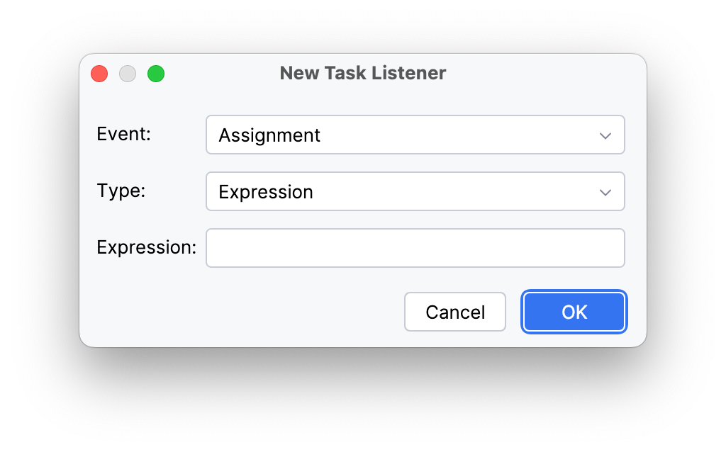 new task listener wizard